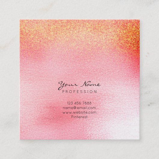 キャンディピンクピーチバラ金ゴールドピーチグラデーションスクエアVIP スクエア名刺 (正面)