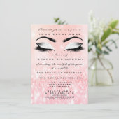 キャンディピンクメイクアップホワイトグリッター16ブライダルシャワー 招待状 (スタンド正面)