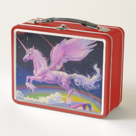 キャンディピンク合成波レインボーハイウェイユニコーン メタルランチボックス