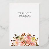 キャンディピンク&イエローフローラ卒業パーティー 箔招待状 (裏面)