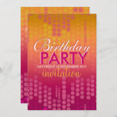 キャンディピンク《写真》ぼけ味スパークル誕生日招待状 招待状 (正面/裏面)