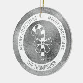 キャンディフェイクケーン – シルバーフォイル実在ルック(Not Foil) セラミックオーナメント (左)