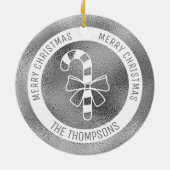 キャンディフェイクケーン – シルバーフォイル実在ルック(Not Foil) セラミックオーナメント (裏面)