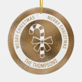 キャンディフェイクケーン – 黄金の箔の外観実在(Not Foil) セラミックオーナメント (正面)