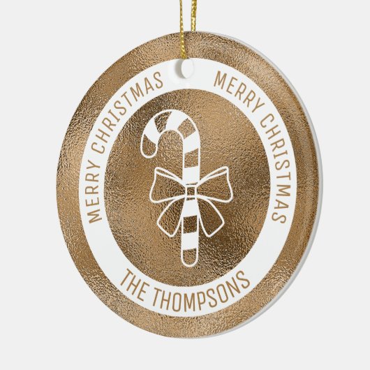 キャンディフェイクケーン – 黄金の箔の外観実在(Not Foil) セラミックオーナメント (左)