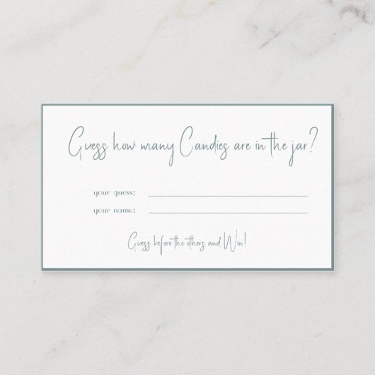 キャンディブライダルシャワーゲームカードの数 プレイスカード (正面)