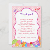 キャンディベビーガールシャワーサンキューカード サンキューカード (正面)