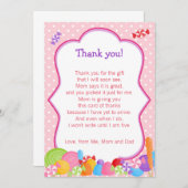 キャンディベビーガールシャワーサンキューカード サンキューカード (正面/裏面)