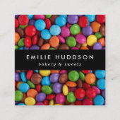 キャンディボタン、スイーツ、ケーキ店、ペストリー店 スクエア名刺 (正面)