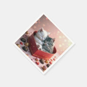 キャンディボックスにハートの子猫 スタンダードカクテルナプキン (角)