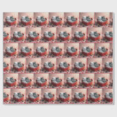 キャンディボックスに赤いハートの子猫 ラッピングペーパー (フラット)