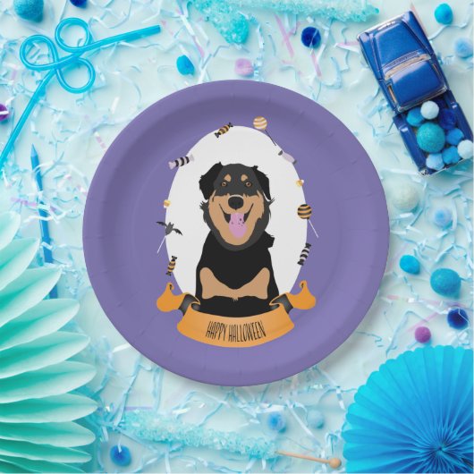 キャンディポートレートロットワイラードグパープルオレンジ ペーパープレート (パーティー)