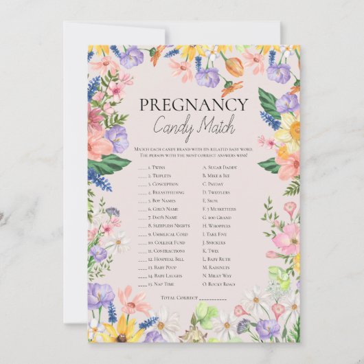 キャンディマッチのゲームのカードの甘さ 招待状 (正面)