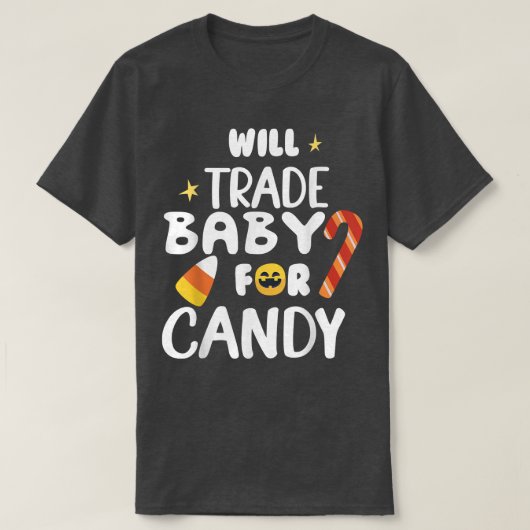 キャンディマッチングハロウィンのおもしろい取引ベビー Tシャツ (デザイン正面)