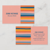 キャンディミニマルストライプリスト手作りピンク 名刺 (正面/裏面)