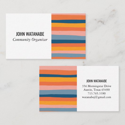 キャンディミニマルストライプリスト手作り 名刺 (正面/裏面)