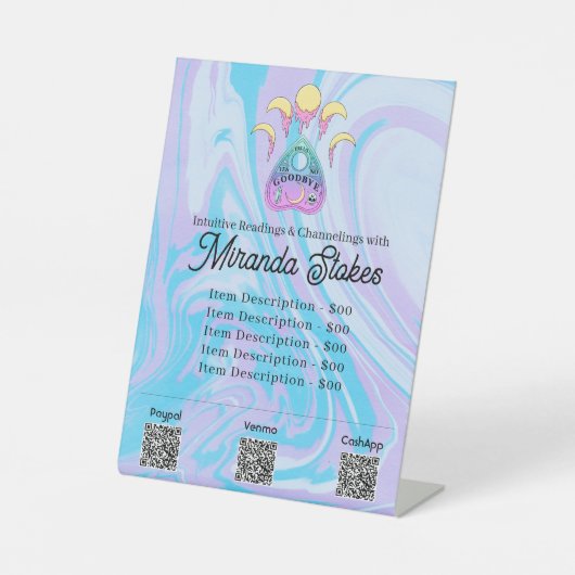 キャンディムーン&プランシェットタロットリーダプライスリスト 台座サイン (正面)