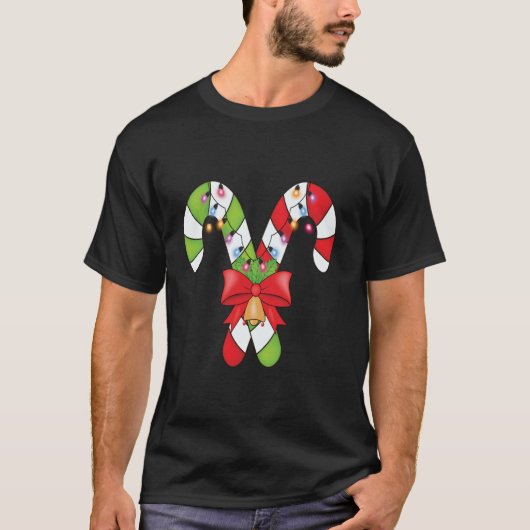 キャンディメリーケーンと明るいクリスマスライト長 Tシャツ (正面)
