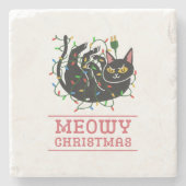 キャンディメリーーとブライト赤と白キャンディ ストーンコースター (正面)