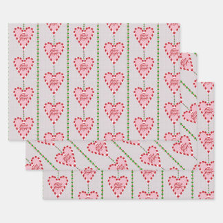 キャンディメリーーの杖と明るい3パックのギフトラップ ラッピングペーパーシート