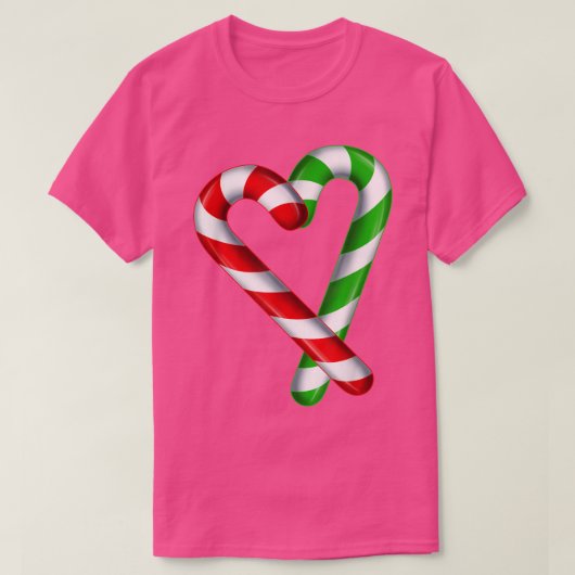 キャンディメリーーハートと明るい赤グリーンキャンディ Tシャツ (デザイン正面)