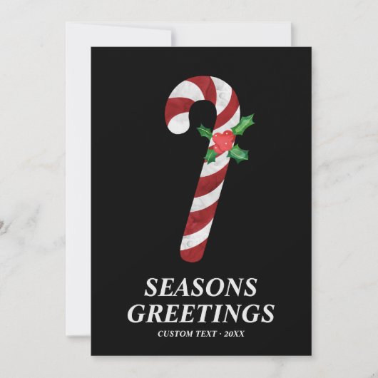 キャンディモダンケインはっきりしたカスタムクリスマス シーズンカード (正面)