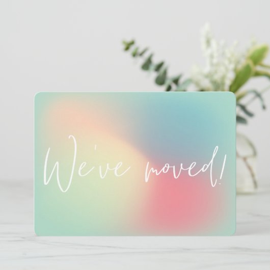 キャンディモダンパステルグラデーショグラデーションン新しいホームムービング 案内状 (スタンド正面)