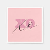 キャンディモダンピンクブラックXOXOバレンタイン スタンダードカクテルナプキン (正面)