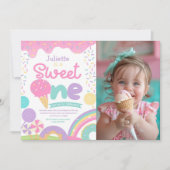 キャンディランドとアイスクリームのお誕生日パーティー 招待状 (正面)