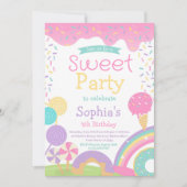 キャンディランドとアイスクリーム完全にカスタマイズ可能 招待状 (正面)