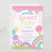 キャンディランドとアイスクリーム完全にカスタマイズ可能 招待状 (正面/裏面)