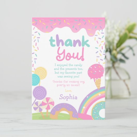 キャンディランドとアイスクリーム完全にカスタマイズ可能 招待状 (スタンド正面)