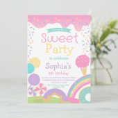 キャンディランドとアイスクリーム 完全カスタマイズ可能 招待状 (スタンド正面)