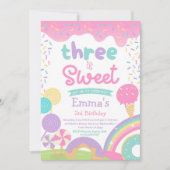 キャンディランドとアイスクリーム、2つの甘い2番目の誕生日 招待状 (正面)