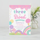 キャンディランドとアイスクリーム、2つの甘い2番目の誕生日 招待状 (スタンド正面)