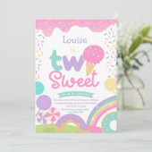 キャンディランドとアイスクリーム、2つの甘い2番目の誕生日 招待状 (スタンド正面)