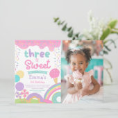 キャンディランドとアイスクリーム、2つの甘い2番目の誕生日 招待状 (スタンド正面)