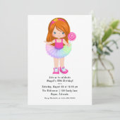 キャンディランドのチュチュガール誕生日パーティー 招待状 (スタンド正面)