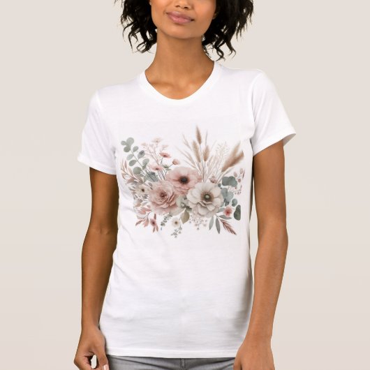 キャンディランドの水色パステルの花 Tシャツ (正面)
