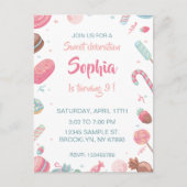 キャンディランドの誕生日パーティーの招待 シーズンポストカード (正面)