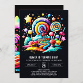 キャンディランドウィムシー誕生日 招待状 (正面/裏面)