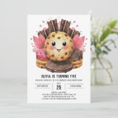 キャンディランドウォーターカラーシックCookie誕生日 招待状 (スタンド正面)