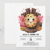 キャンディランドウォーターカラーシックCookie誕生日 招待状 (正面/裏面)