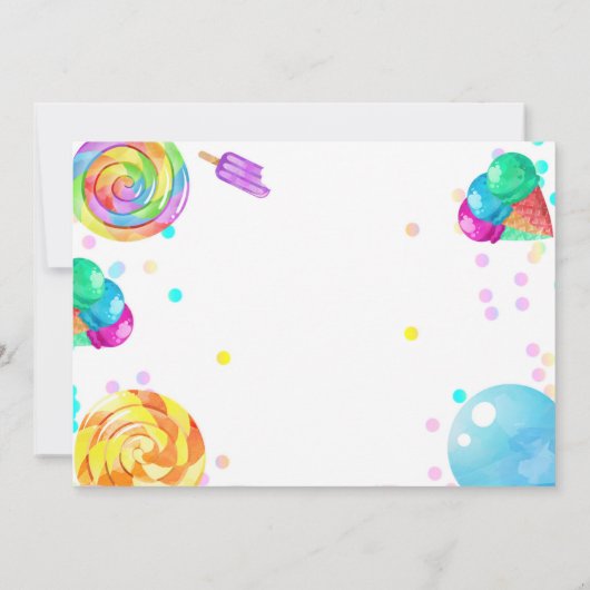 キャンディランドガール誕生日スイートお祝いフォト 招待状 (裏面)