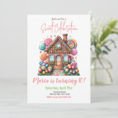 キャンディランドガール誕生日スウィートお祝いレインボー 招待状 (スタンド正面)