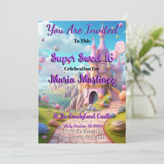 キャンディランドキャッスルスウィート16の招待 招待状 (スタンド正面)