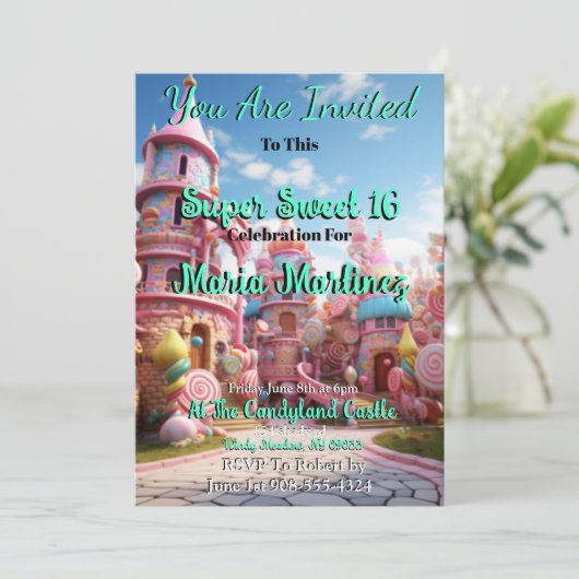 キャンディランドキャッスルスウィート16招待状 招待状 (スタンド正面)