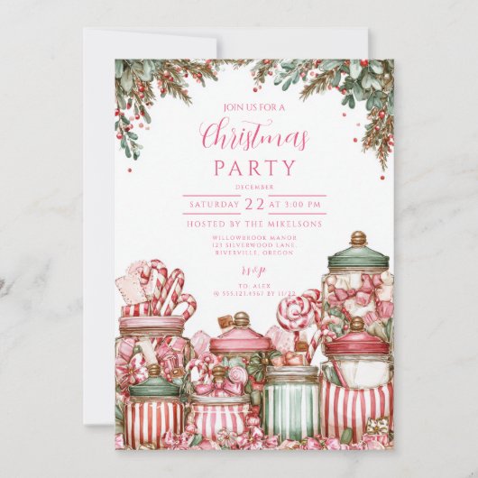 キャンディランドクリスマスお祝い 招待状 (正面)