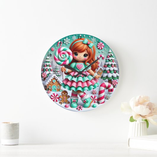 キャンディランドクリスマスガール» -お洒落休日 ラージ壁時計 (ホーム)