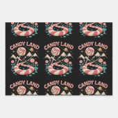 キャンディランドケインクリスマスクリスマスファミリーホリデー ラッピングペーパーシート (正面)